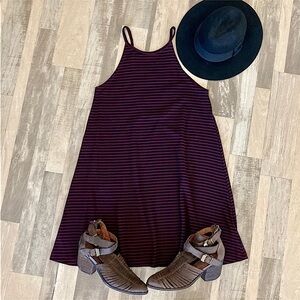 RVCA Stripe Scoop Back Day Dress Red and Black